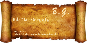 Büte Gergely névjegykártya